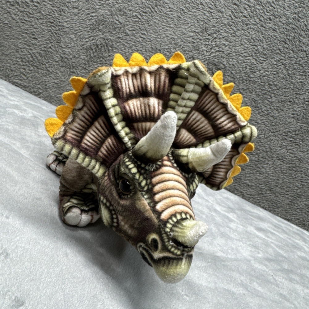 Real Planet Triceratops Green 12 Inch Vivid Color Soft Plush EUC